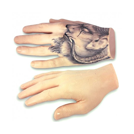 Mano de silicona para prácticas de tatuaje